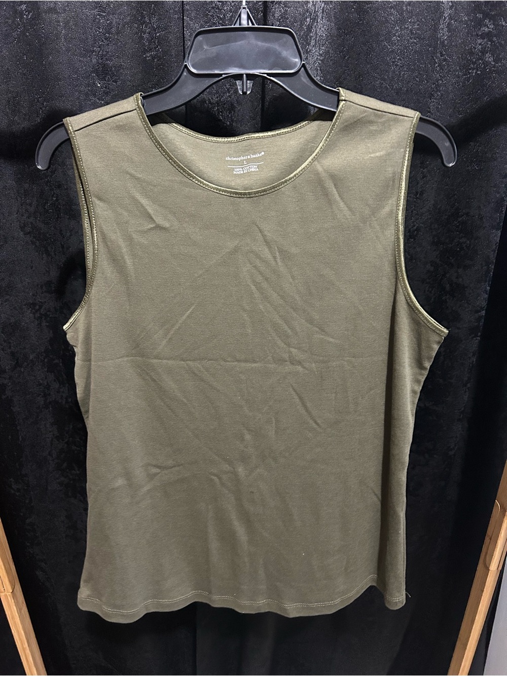 Christopher & Banks Olive Green Crewneck Tank Top